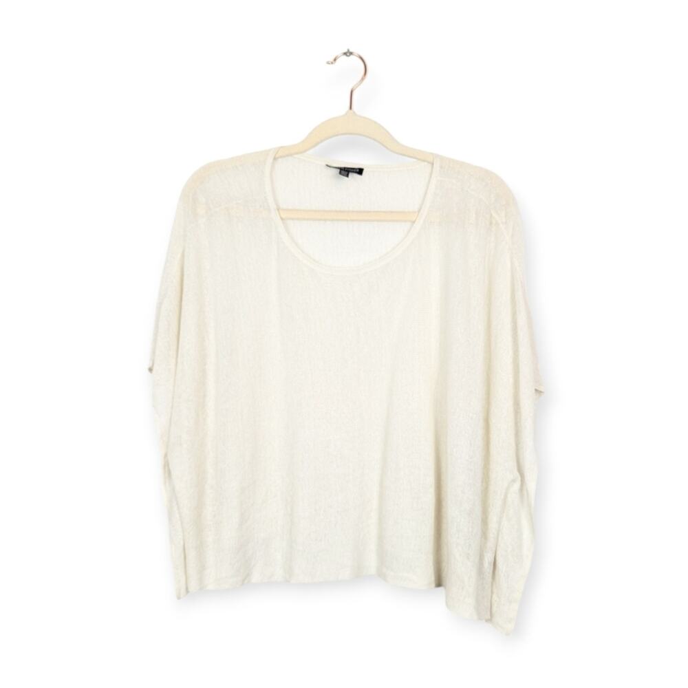Eileen Fisher Cream Lightweight Fine Gauge Hemp Knit Box Top Size L